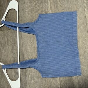 Blue Ribbed Women's Tank Top